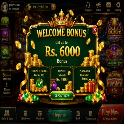 6Crore Game Login
Welcome Bonus