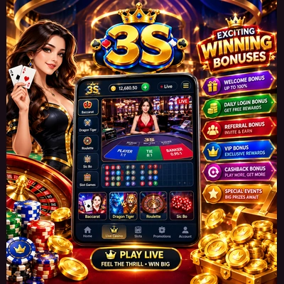 3S exciting bonuses
Live casino games