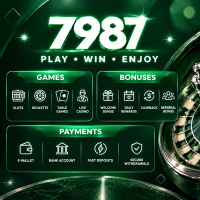 7987
Play - Win - enjoy
Games - Bonuses - Payments