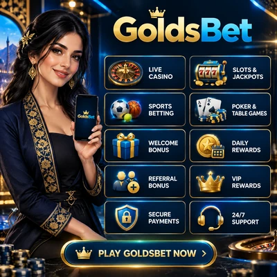GoldsBet offers live casino - welcome bonus - secure paymets - 24/7 support
